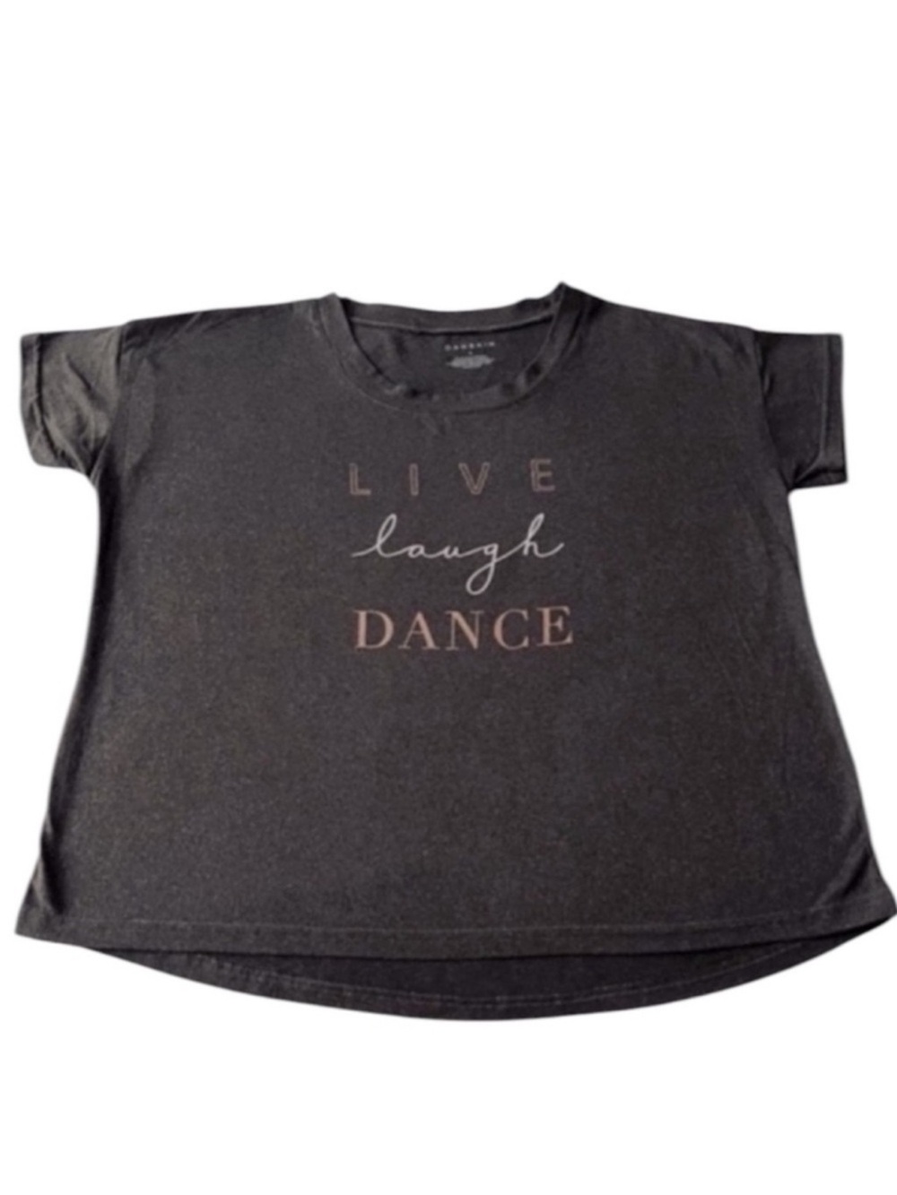 Danskin Short Sleeve Pajama Top Loungewear Graphic Tee Charcoal Size S